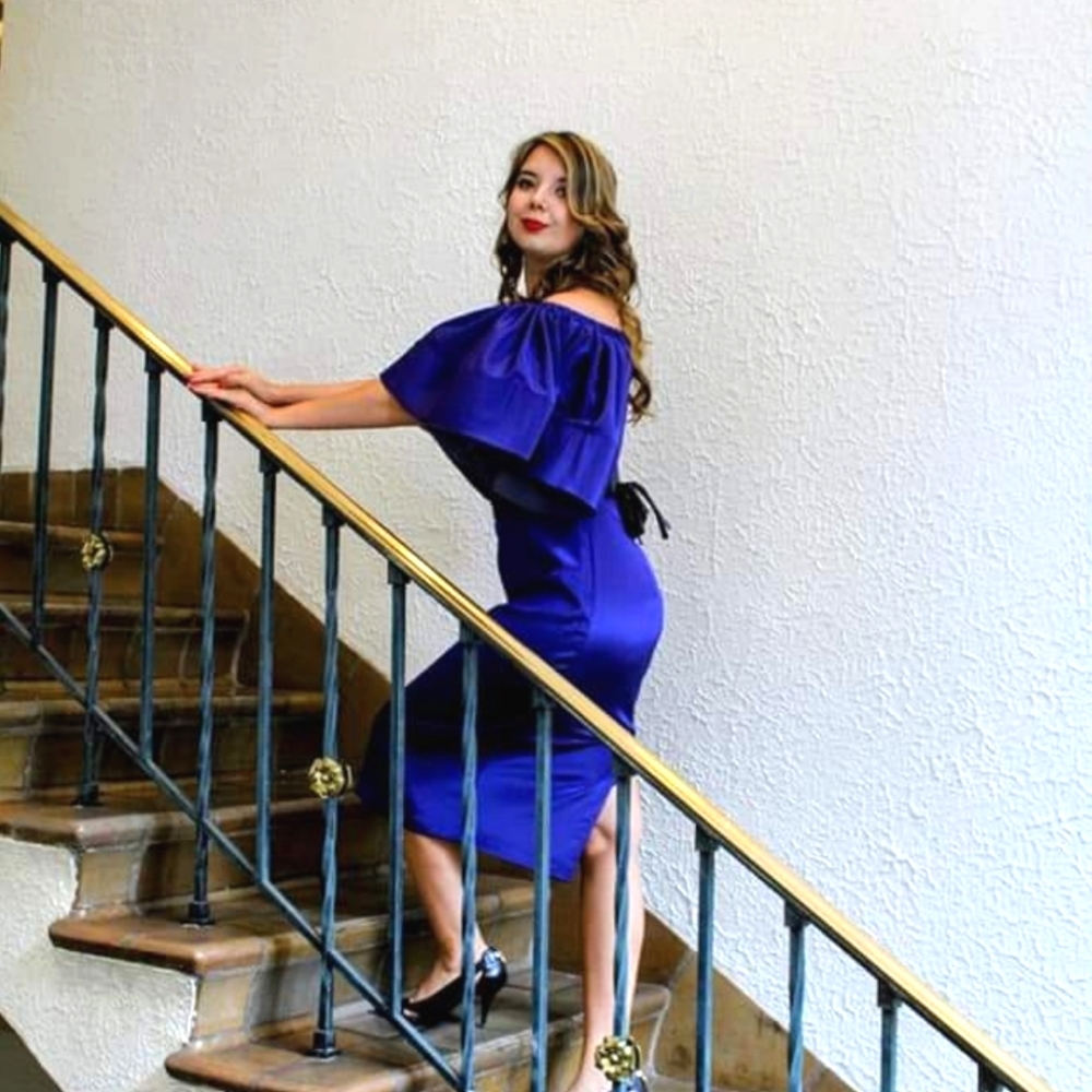 Blue custom design dress